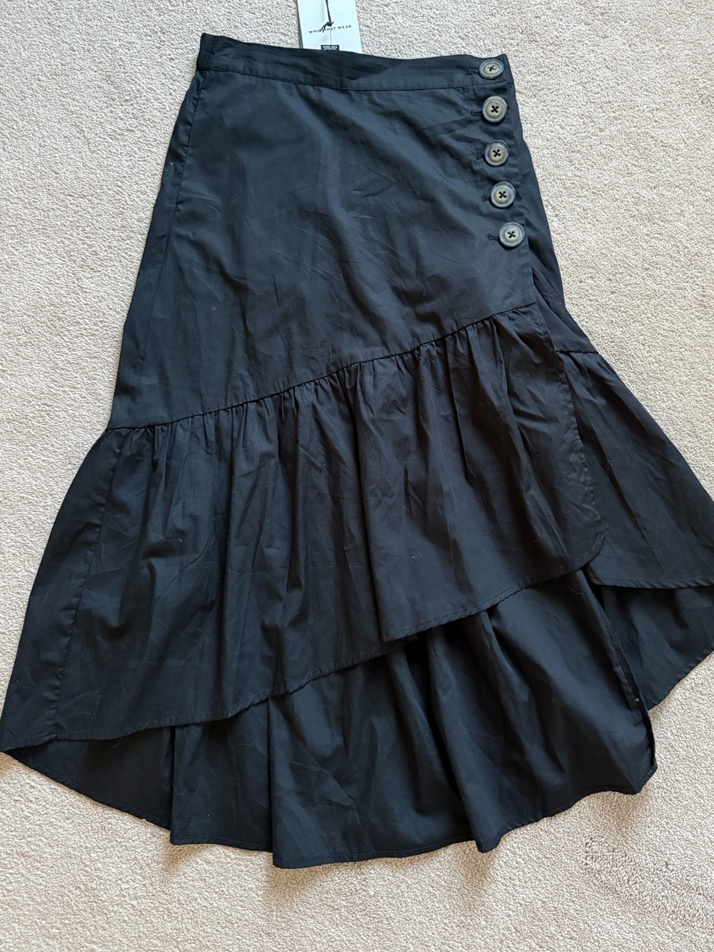 Who What Wear Black Tiered Button-Accent Skirt